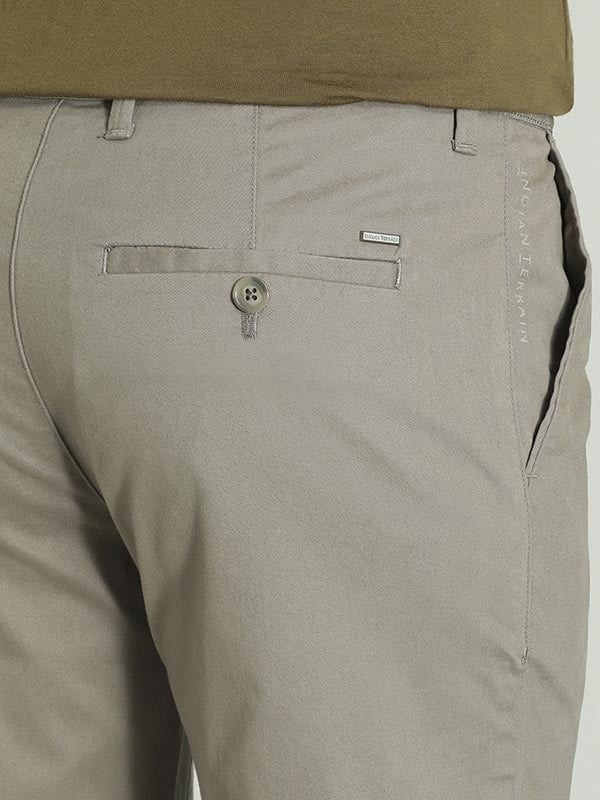 Indian Terrain Men's Slim Fit Solid Grey Shorts